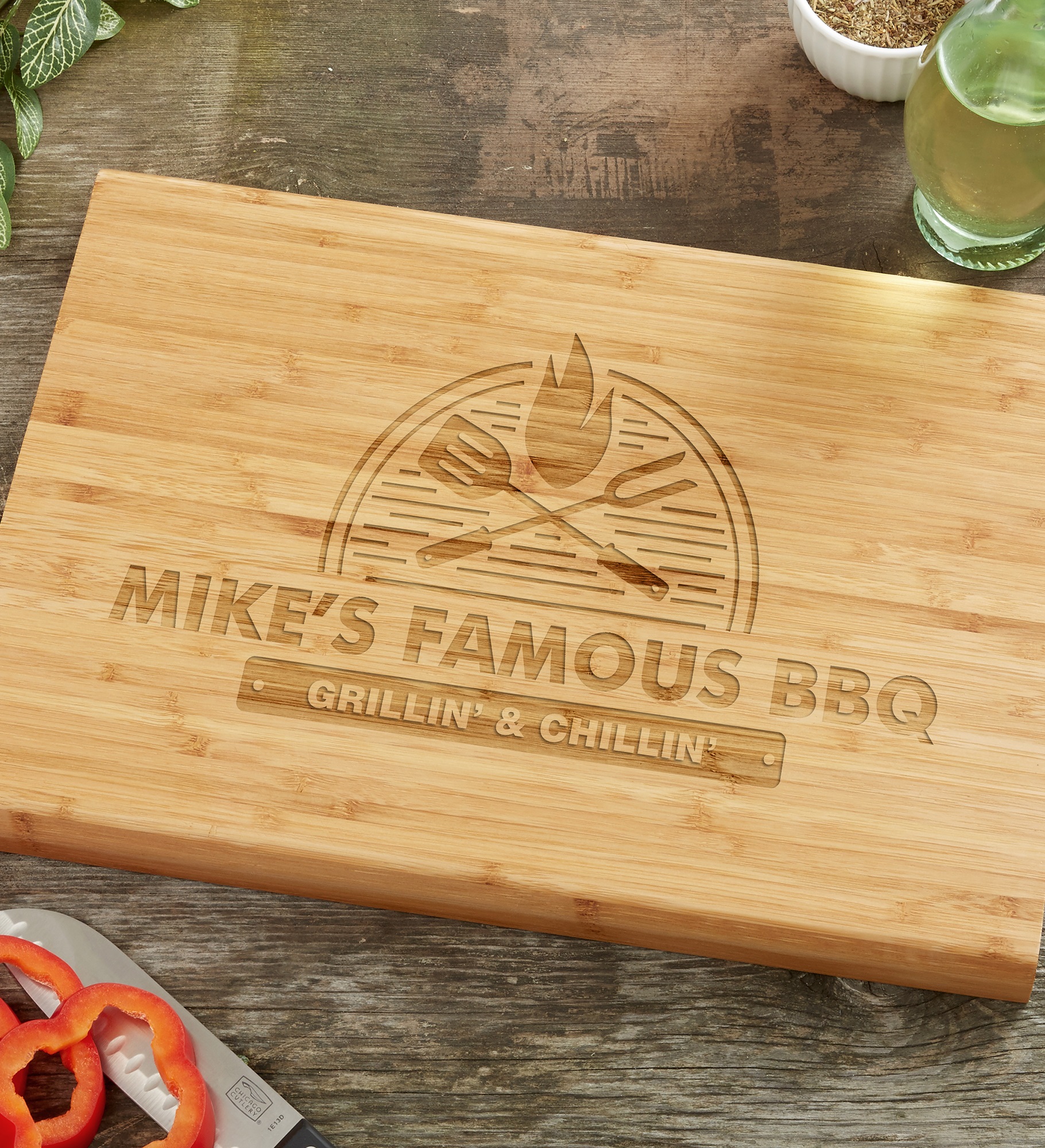 The Grill Personalized Bamboo Cutting Board
